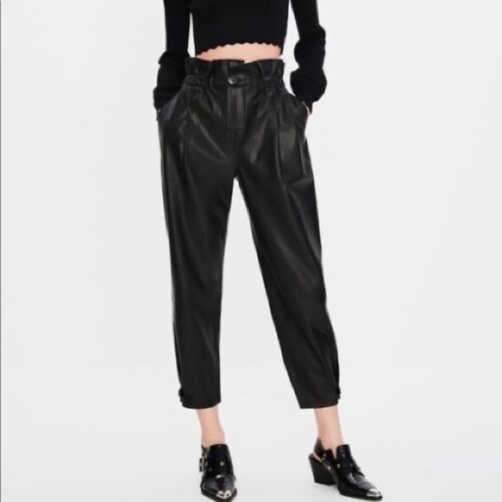 Zara Paper Bag Leather Pants